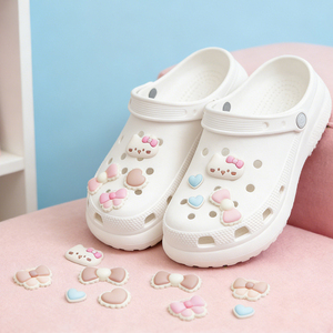 Breloques <span class=keywords><strong>de</strong></span> chaussures modernes DIY Kawaii en PVC rose, nouveauté multicolore, en caoutchouc souple, motifs Cowboy et Nœud, épingles et boucles pour chaussures, ensemble d'accessoires <span class=keywords><strong>de</strong></span> jardin - Product Image 3