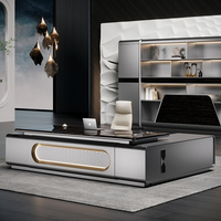 Bureau de direction en L luxueux haut de gamme avec éclairage LED, un bureau de PDG technologique