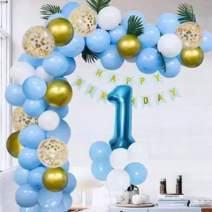 Hintergrund dekoration Geburtstag Pailletten Latex Luftballons Bogenform Latex DIY Blue Balloons Boss Baby Geburtstag Dekoration