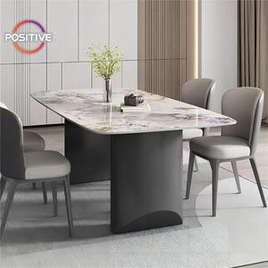 <span class=keywords><strong>Mesa</strong></span> de Comedor Rectangular Minimalista con Cubierta de Piedra Microcristalina y Base de Acero al Carbono Resistente - Product Image 1