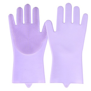 Guantes de silicona para lavar platos con cepillo para lavar verduras y frutas, impermeables, gruesos, largos, 29,5 cm - Product Image 2