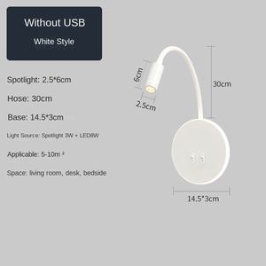 Applique murale de lecture LED moderne 3W + 8W avec col de cygne 2.1A USB/Type-C Abat-jour de port de charge pour chambre à coucher salon et décor encastré - Product Image 6