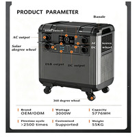 Station Solaire Portable 3000W 5376Wh LiFePO4 Générateur Solaire MPPT Onde Sinusoïdale Pure Stockage d'Énergie Domestique Démarreur d'Urgence Panneau Solaire