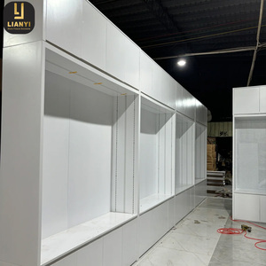 ตู้โชว์เครื่องสำอางแบบต่อประกอบได้ง่ายสำหรับร้านทำเล็บซูเปอร์มาร์เก็ตชั้นวางของโลหะหลายชั้น