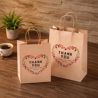 Sacs cadeaux pour pâtisserie à emporter, en kraft noir renforcé, avec poignée, résistants à la graisse, avec logo personnalisé imprimé