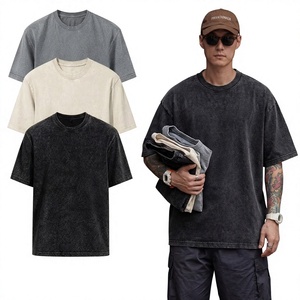 เสื้อยืดโอเวอร์ไซส์ผู้ชาย ผ้าฝ้ายฟอกสีพื้น แขนสั้น คอกลม ดีไซน์เรียบง่าย ระบายอากาศได้ดี ไม่หดตัว ผ้าเจอร์ซีย์ 220 กรัม ทรงพอดีตัว - Product Image 1