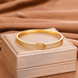 Gold And Silver <b>Copper</b> Alloy <b>Bracelet</b> Micro Insert Zircon Inlay Unisex Gift Jewelry - Product Image 4