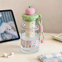 Lastic Waterfles Schattige appelvormige cartoon Kawaii fruitinfuser beker met zeef thee koude brouw fles voor school kantoor