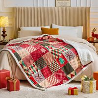 Couverture de Noël, Cadeaux de Décoration de Noël pour Femmes, Couverture d'Hiver en Polaire Sherpa Flanelle pour les Fêtes
