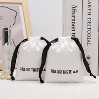 Sac de rangement en coton sergé réutilisable blanc pochette à cordon en coton avec logo imprimé personnalisé pour chargeur de casque Bluetooth
