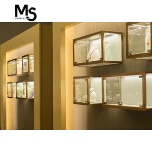 Nhà máy tùy chỉnh LED ánh sáng MDF kim loại nhôm hiển thị tủ tường kính đứng đồ trang sức bằng gỗ sản phẩm cửa hàng trung tâm showroom - Product Image 1