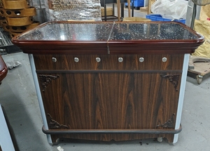 Carrito de cocina de Flambe móvil de estilo europeo de lujo, estufa de Gas doble, carrito de abulón de caoba, ruedas de cierre, hoteles y restaurantes - Product Image 6