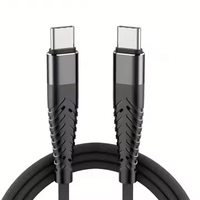 Kabel pengisi daya Tipe C ke Tipe C, kualitas terbaik ekor ikan Universal menggunakan 1m 3A 60W kepang nilon QC pengisian cepat
