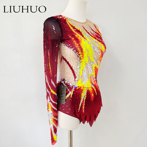 Pour LIUHUO Personnalisable Performance Professionnelle Porter Jaune Rouge <span class=keywords><strong>Gymnastique</strong></span> <span class=keywords><strong>Justaucorps</strong></span> Art Examen Formation <span class=keywords><strong>Gymnastique</strong></span> <span class=keywords><strong>Artistique</strong></span> - Product Image 2