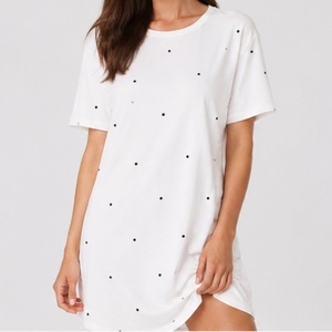 Chemise de nuit 100% coton pour femme, impression personnalisée, élégante, une pièce, manches courtes, robe de nuit douce, pyjama pour femme - Product Image 2