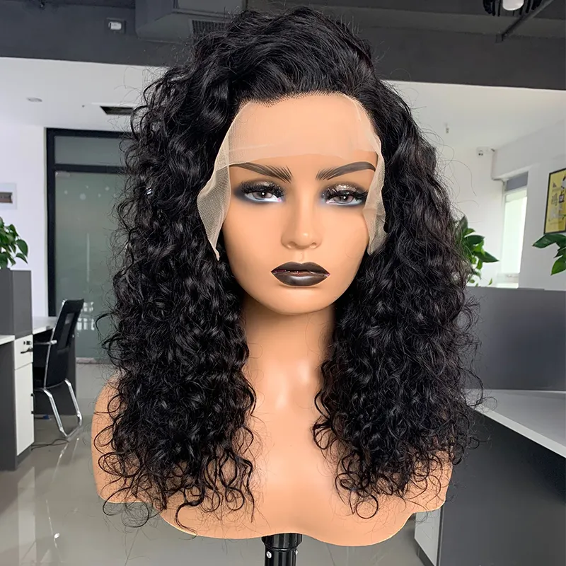 Wholesale 180% Density Pre Plucked Natural Wave Raw Cuticle aligned Hair Unprocessed 13*4 Transparent Lace Human Hair Wigs