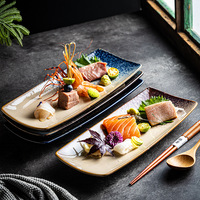 Assiette rectangulaire japonaise en céramique pour sushis, plat de service long pour fruits, desserts, petit-déjeuner, vaisselle de restaurant
