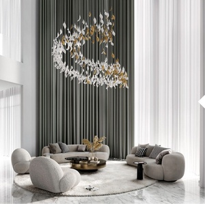 Lustre LED en céramique et fer forgé de forme créative pour hall <span class=keywords><strong>d</strong></span>'hôtel, salle de banquet, bureau de vente, villa, projet duplex, installation sur mesure - Product Image 3