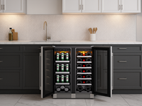 Réfrigérateur à vin JC-116A2EQ compresseur électrique à double zone 36 bouteilles sous armoire refroidisseur à vin et à boissons intégré