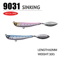 Umpan Pancing Buatan Logam VIB 62mm 30g 10 Warna, Spoon Blade Mata 3D, untuk Ikan Pike, Air Tawar, dan Air Asin
