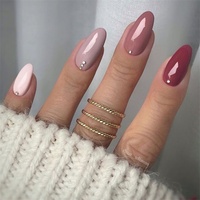 Conception multiple personnalisé court rond nu couleur unie ovale ongles artificiels