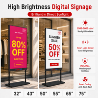 Écran d'affichage numérique sur pied de 32 pouces, haute luminosité 2500 nits, écran LCD vertical pour publicité