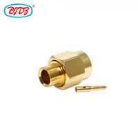 Precio de fábrica chapado en oro 50 Ohm SMA macho enchufe MACHO para RG405 SS405 RG402 SS402 RG141 Cable RF coaxial conectores coaxiales en Stock