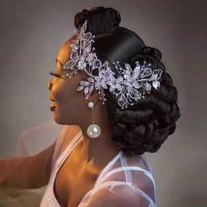 Bandeau de <span class=keywords><strong>mariage</strong></span> en alliage fleur feuille cheveux diadème strass couvre-chef de mariée couvre-chef cheveux accessoires bijoux de tête - Product Image 1