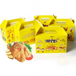 테이크 아웃 패스트 푸드 컨테이너 점심 식사 대형 수행 상자 판지 사용자 정의 인쇄 도매 프라이드 치킨 상자