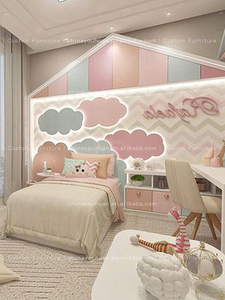 <span class=keywords><strong>Letto</strong></span> <span class=keywords><strong>singolo</strong></span> in legno massello per bambini, stile principessa, imbottito color crema, per camera da <span class=keywords><strong>letto</strong></span>, in tessuto, design personalizzabile. - Product Image 2