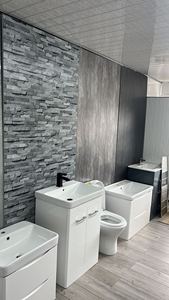 Úc Thị Trường Kích Thước Lớn 1000Mm Rộng 10Mm Dày Hiện Đại Bằng Đá Cẩm Thạch Trắng Phòng Tắm Nội Thất Trang Trí PVC Ốp Không Thấm Nước - Product Image 5