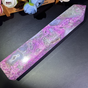 Tour en <span class=keywords><strong>Agate</strong></span> Mousse <span class=keywords><strong>Violette</strong></span> Polie, Artisanat Populaire en Cristal Naturel, Idéale pour Cadeaux de Mariage et Guérison Spirituelle (Vente en Gros) - Product Image 1
