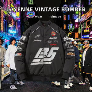 Blouson Bomber Homme Décontracté Vintage Teint Uni Style Hip-hop Urbain Américain Grande Taille Automne Hiver - Product Image 2