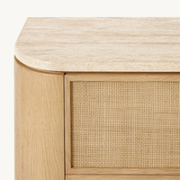 Commode Moderne en Bois et Rotin à 9 Tiroirs, Coffre de Rangement Rustique pour Chambre et Salon