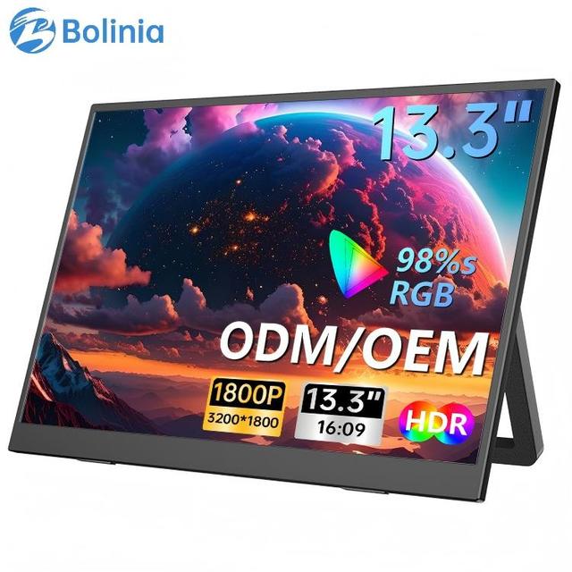 13.3 Inch Portable Monitor 3K QHD IPS USB-C 60Hz Ultra-Thin Widescreen Display for Laptop
