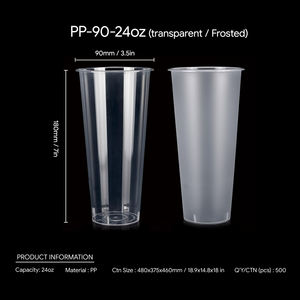 XIEFA Venta caliente 700ml 500ml 360ml Taza transparente de PP a prueba de fugas Taza de plástico desechable redonda para bebidas - Product Image 2