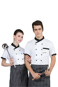 100% Polyester Phục Vụ Nhà Bếp Snap-Fastener Đầu Bếp Áo Khoác Ngắn Tay Áo Sơ Mi Cho Công Việc Trong Nhà Hàng Đồng Phục - Product Image 4