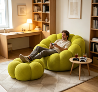 Ensemble de canapés modulaires modernes en mousse à bulles, en tissu gaufré épais, avec chaise longue incurvée, doux et relaxant pour salon domestique