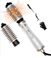 Sèche-cheveux rotatif automatique 2-en-1 et volumateur, brosse lissante USB avec 3 réglages de température (français/espagnol) pour usage domestique