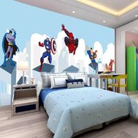 Papier peint mural moderne sur le thème des super-héros Marvel Spider-Man Iron Man Avengers pour chambre d'enfant, cinéma, café