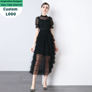 Nouvelle Collection 2025 – Robe de Soirée Élégante à Manches Courtes en Maille, Taille Cintrée, pour Femme - Product Image 5