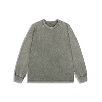 Vêtements pour hommes Dreaming Lion |   T-shirt vintage uni à manches longues en coton épais lavé de haute qualité 230g