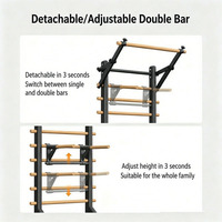 Barras Multifuncionales con Barra de Dominadas y Estación de Dips para Entrenamiento de Fuerza en Casa, con Peldaños de Madera