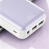Mini batterie externe portable 10000 mAh intégrée avec port Type-C, affichage LED, charge rapide, logo personnalisé, cadeau d'entreprise, batterie externe de voyage