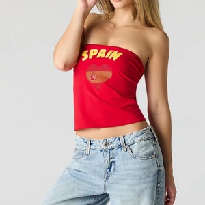 Débardeur sans bretelles pour <span class=keywords><strong>femme</strong></span> été 2026, commerce extérieur, impression drapeau national, vente en gros transfrontalière, jersey à strass, INS - Product Image 6