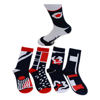 Chaussettes de sport pour femmes tricolores en fibre de bambou/nylon/spandex respirantes à usage quotidien rayées noir blanc rouge