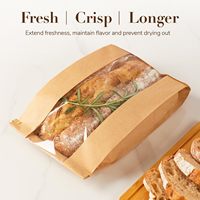 Sacs à pain en papier longs avec poignées en fil d'acier, hermétiques, résistants à la graisse, adaptés au congélateur, avec fenêtre ovale, pour pâtes à sourde et baguettes