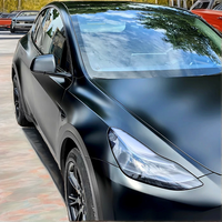 Vinyle de covering automobile noir mat céramique PET Cast HD de marque HJN, 1,52 x 18 m / 5 x 60 pi, un rouleau complet, directement de l'usine, garantie 5 ans