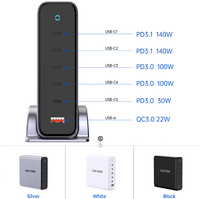 Chargeur portable personnalisé 300W 5 ports multi-ports PD rapide Gan 5C1A USB Type C 140W 100W 30W 22W Adaptateur de chargeur pour Macbook