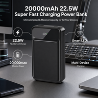 Batterie Li-Polymère Haute Capacité à Charge Rapide 22,5W, Banque d'Alimentation Portable avec Ports USB-A/Type-C, Affichage LED, Câble